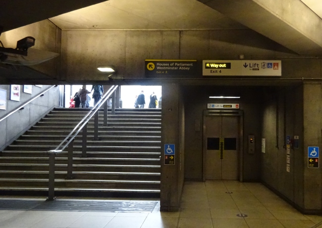 Westminster Lift from booking hall to street level - in October 2021