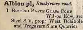 Albion place, Blackfriars road 1842 Robsons street directory