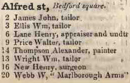 2 - 20 Alfred street, Bedford square1842 Robsons street directory
