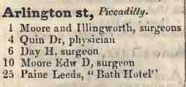 Arlington street, Piccadilly 1842 Robsons street directory