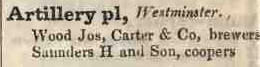 Artillery place, Westminster 1842 Robsons street directory