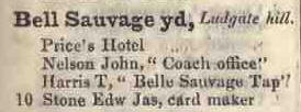 Bell Sauvage Yard, Ludgate hill 1842 Robsons street directory