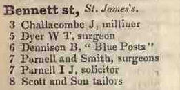 Bennett street, St James's 1842 Robsons street directory
