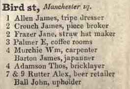 1 - 9 Bird street, Manchester square 1842 Robsons street directory