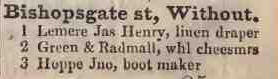 1 - 3 Bishopsgate street without 1842 Robsons street directory