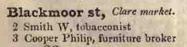 2 - 3 Blackmoor street, Clare market 1842 Robsons street directory