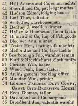 41 - 56 Bow lane, Cheapside 1842 Robsons street directory