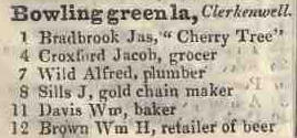 1 - 12 Bowling green lane, Clerkenwell 1842 Robsons street directory