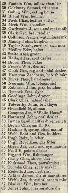 29 - 82 Brick lane, St Lukes 1842 Robsons street directory