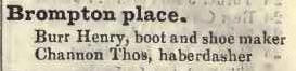 Brompton place 1842 Robsons street directory