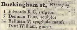 Buckingham street, Fitzroy square 1842 Robsons street directory