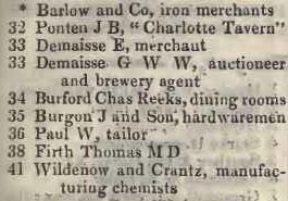 32 - 41 Bucklersbury, Cheapside 1842 Robsons street directory
