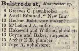 Bulstrode street, Manchester square 1842 Robsons street directory