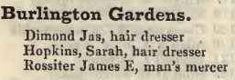 Burlington gardens 1842 Robsons street directory