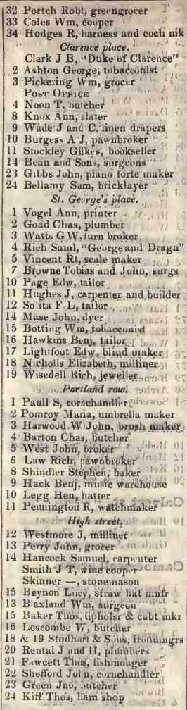 Camberwell road 1842 Robsons street directory