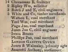 Cannon row, Westminster 1842 Robsons street directory