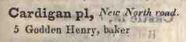 Cardigan place, New North road 1842 Robsons street directory