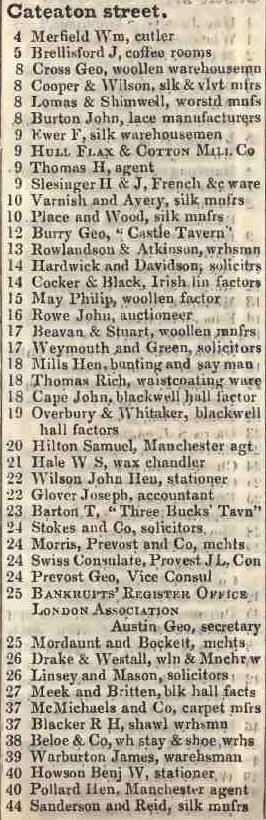 Cateaton street 1842 Robsons street directory