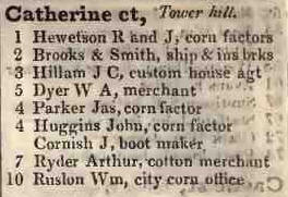 Catherine court, Tower hill 1842 Robsons street directory
