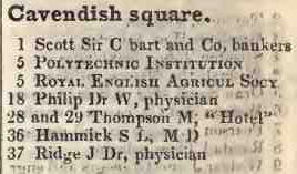Cavendish square 1842 Robsons street directory