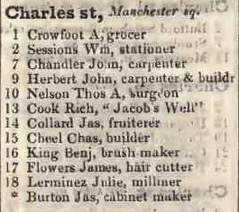 Charles street, Manchester square 1842 Robsons street directory