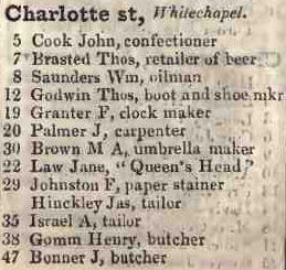 5 - 47 Charlotte street, Whitechapel 1842 Robsons street directory