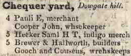 Chequer yard, Dowgate hill 1842 Robsons street directory