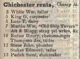 Chichester Rents, Chancery lane 1842 Robsons street directory