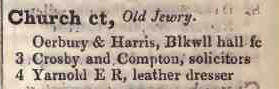 Church court, Old Jewry 1842 Robsons street directory