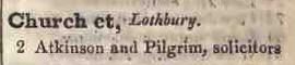 Church court, Lothbury 1842 Robsons street directory