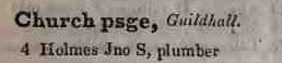 Church passage, Guildhall 1842 Robsons street directory