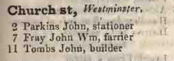 Church street, Westminster 1842 Robsons street directory