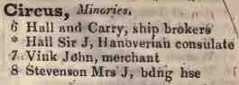 Circus, Minories 1842 Robsons street directory