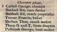 Clarence place, Clapham road 1842 Robsons street directory
