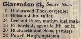 5 - 24 Clarendon street, Somers town 1842 Robsons street directory