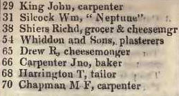 29 - 70 Clarendon street, Somers town 1842 Robsons street directory