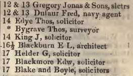12 - 17 Clements Inn, Strand 1842 Robsons street directory