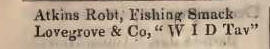Fishing Smack, Cold harbour, Blackwall 1842 Robsons street directory