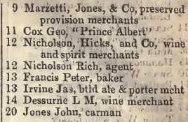 9 - 20 Coopers row, Crutched friars 1842 Robsons street directory