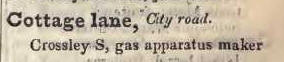 Cottage lane, City road 1842 Robsons street directory