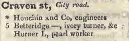Craven street, City road 1842 Robsons street directory