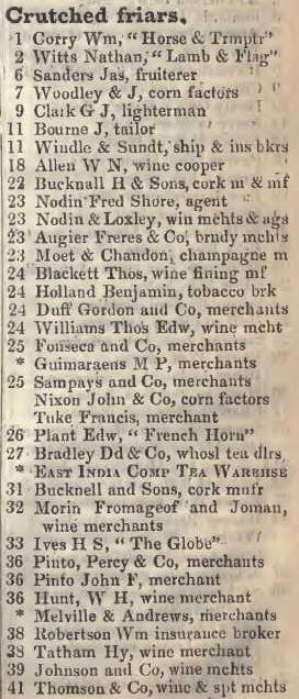 1 - 41 Crutched friars 1842 Robsons street directory