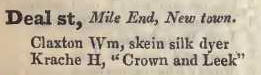 Deal street, Mile End New town 1842 Robsons street directory