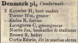 Denmark place, Camberwell 1842 Robsons street directory