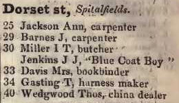 Dorset street, Spitalfields 1842 Robsons street directory