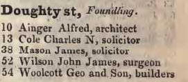 Doughty street, Foundling 1842 Robsons street directory