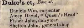 Dukes court, Bow street 1842 Robsons street directory