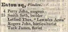 Eaton square, Pimlico 1842 Robsons street directory