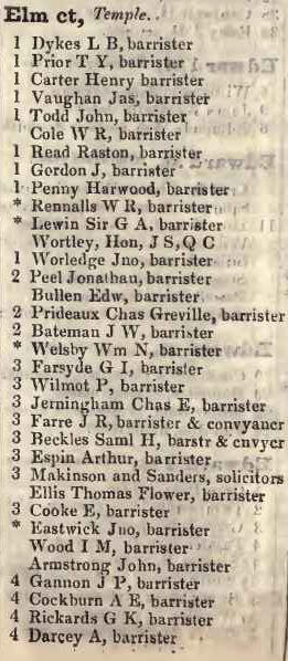 Elm court, Temple 1842 Robsons street directory