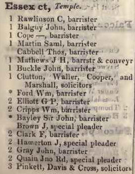 Essex court, Temple 1842 Robsons street directory